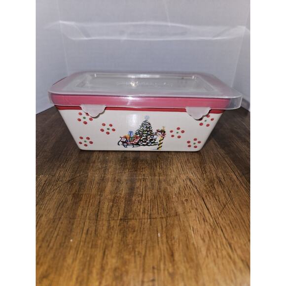 Temp-tations By Tara 12 Oz Mini Loaf Bakeware "Holiday" Stoneware. - Picture 3 of 5